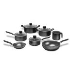 Jogo de Panelas Antiaderentes Ebony com 7 Peças e Tampa de Vidro - Preto Brinox