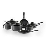 Jogo de Panelas com 7 Peças Garlic Brinox Antiaderente com Tampas de Vidro - Cor Grafite