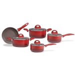 Jogo de Panelas 5 peças Ceramic Life Granada com Fundo de Indução Brinox - Vermelho