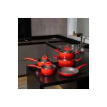 Jogo de Panelas 5 peças Ceramic Life Granada com Fundo de Indução Brinox - Vermelho