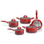 Jogo de Panelas 5 peças Ceramic Life Granada com Fundo de Indução Brinox - Vermelho
