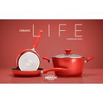 Jogo de Panelas 5 peças Antiaderente Pro-Ceramic e Mineral Resist com Fundo de Indução Optima Brinox Vermelho