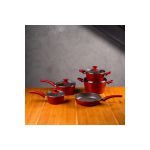 Jogo de Panelas 5 peças Antiaderente Pro-Ceramic e Mineral Resist com Fundo de Indução Optima Brinox Vermelho