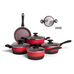 Conjunto Jogo de Panelas 5 Peças Com Fundo De Indução Prime Brinox Vermelho