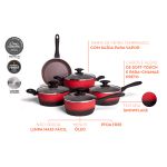 Conjunto Jogo de Panelas 5 Peças Com Fundo De Indução Prime Brinox Vermelho