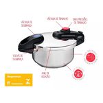 Panela De Pressao Inox Supra 3L Brinox 20x17 com Fundo Triplo