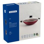 Wok Tramontina Paris em Alumínio com Revestimento Antiaderente e com Tampa de Vidro 4,4 L - Vermelho 