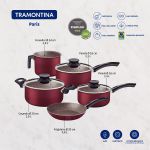 Jogo de Panelas Tramontina Paris 5 Peças em Alumínio com Revestimento Antiaderente Vermelho