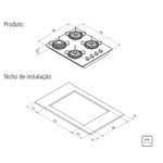 Cooktop a Gás Tramontina em Vidro Temperado com Acendimento Superautomático 4 Queimadores