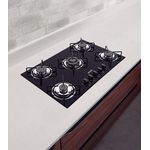 Cooktop a Gás Tramontina em Vidro Temperado Preto com Acendimento Superautomático 5 Queimadores