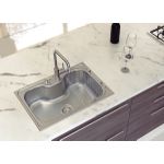 Cuba Sobrepor Tramontina Morgana 60 FX Aço Inox Acetinado com Válvula, Dosador Sabão e Cesta 69x49cm