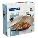 Wok Tramontina Paris em Alumínio com Revestimento Antiaderente e com Tampa de Vidro 4,4 L - Vermelho 