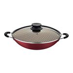 Wok Tramontina Paris em Alumínio com Revestimento Antiaderente e com Tampa de Vidro 4,4 L - Vermelho 