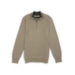 TRICOT CLÁSSICO MASCULINO MEIO ZIPER GOLA ALTA AREIA - RHOUKER