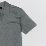POLO TRICOT LEVE JAQUARD CINZA