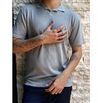 POLO TRICOT LEVE JAQUARD CINZA