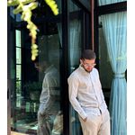 CALÇA LINHO VISCOSE E ELASTANO BOLSO FACA CRU