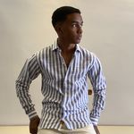 CAMISA CASUAL AZUL LISTRADO RHOUKER SLIM ML