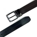 CINTO SOCIAL COURO DUPLA FACE PRETO E MARROM 3 CM RHOUKER