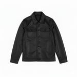 JAQUETA DE COURO PRETA ESTILO CAMISA RHOUKER