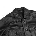 JAQUETA DE COURO PRETA ESTILO CAMISA RHOUKER