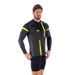 Camisa Ciclismo Tour Manga Longa Cyclone Preta/Amarela Flúor