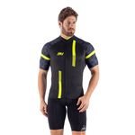 Camisa Ciclismo Tour Cyclone Preta/Amarela Flúor