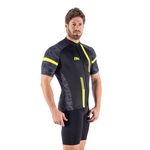Camisa Ciclismo Tour Cyclone Preta/Amarela Flúor