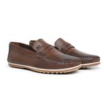Mocassim Driver Masculino Capuccino em Couro Casual Slip On 