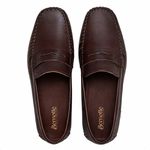 Mocassim Driver Masculino Cafe em Couro Casual Slip On 