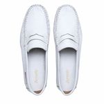 Mocassim Driver Masculino Branco em Couro Casual Slip On