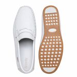 Mocassim Driver Masculino Branco em Couro Casual Slip On