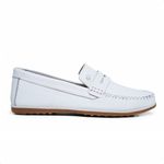 Mocassim Driver Masculino Branco em Couro Casual Slip On