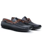 Mocassim Drive Masculino Couro Preto Corda 