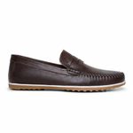 Mocassim Driver Masculino Cafe em Couro Casual Slip On 