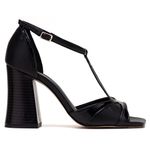 Sandália Salto Grosso Preto Riscas
