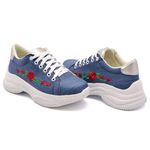 Tênis Casual Chuncky Flor Jeans Claro Sola Tratorada DKShoes