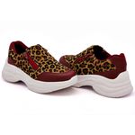 Tênis Casual Chuncky Zíper Onça Marsala Sola Tratorada DKShoes