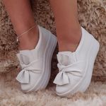 Slip On Laço Sola Alta Branco DKShoes