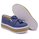 Slip On Laço Sola Alta Jeans Claro Corda DKShoes