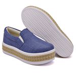 Slip On Liso Sola Alta Jeans Claro Corda DKShoes