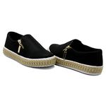 Slip On Calce Fácil Corda Zíper Preto DKShoes