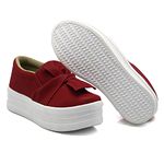 Slip On Laço Sola Alta Vermelho DKShoes