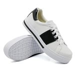 Tênis Casual Pietra Branco Verniz Preto DKShoes