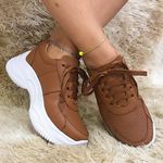 Tênis Casual Chuncky Perfurado Caramelo Sola Tratorada DKShoes