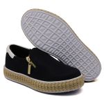 Slip On Zíper Azul Marinho Verniz Branco Corda DKShoes