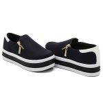 Slip On Zíper Sola Alta Azul Marinho Verniz Branco DKShoes