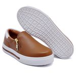 Slip On Zíper Caramelo Verniz Branco DKShoes