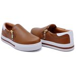 Slip On Zíper Caramelo Verniz Branco DKShoes