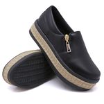 Slip On Zíper Corda Sola Alta Preto Sola Preta DKShoes